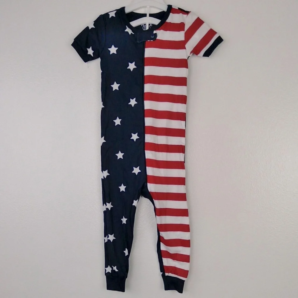 The Childrens Place Pajamas Red White Blue Stripes Stars Baby Patriotic